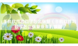 手机软件卸载了怎么恢复（手机软件卸载了怎么恢复原来的数据）