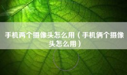 手机两个摄像头怎么用（手机俩个摄像头怎么用）